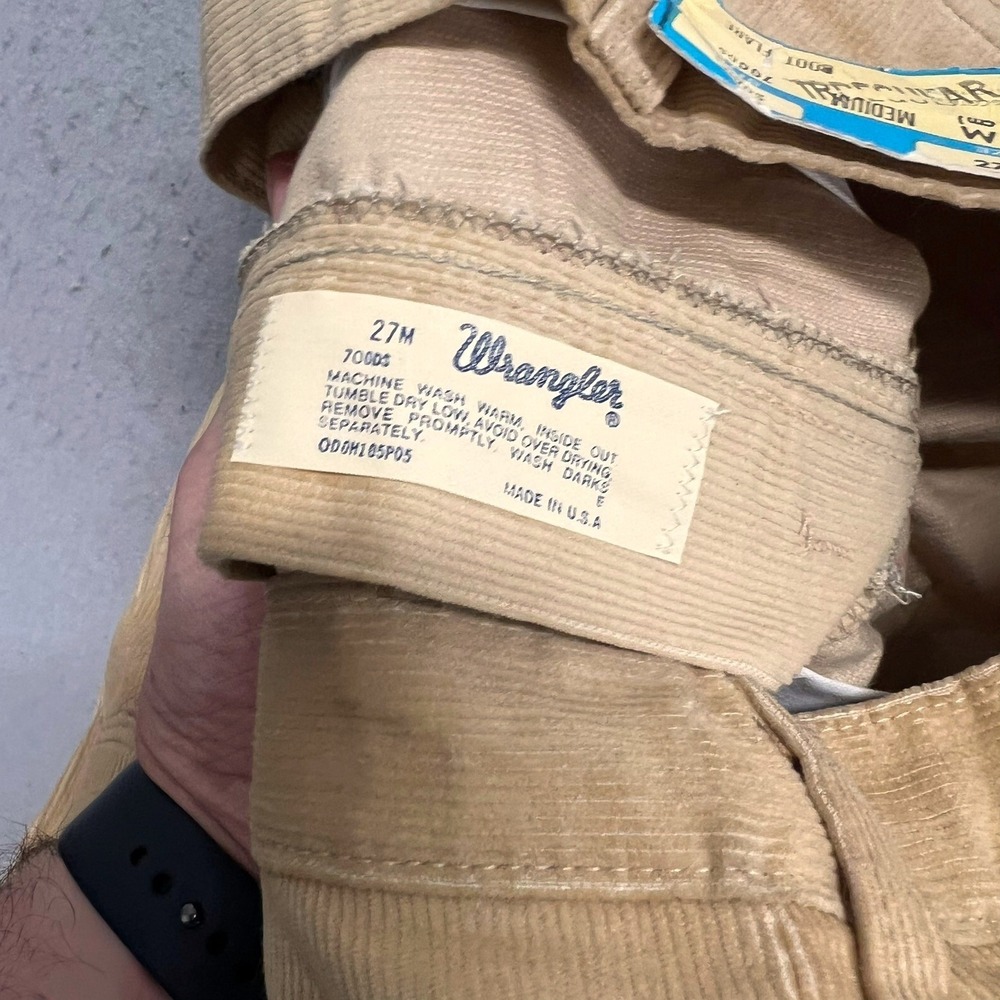 Vintage 70s Wrangler Corduroy Pants Boot Flare Made in USA Womens 27 M x 32L Tan - Picture 5 of 10